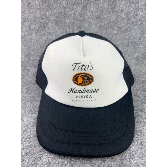 Tito's Handmade Vodka Trucker Hat Adult Snap Back White Black Austin Texas - Picture 1 of 4